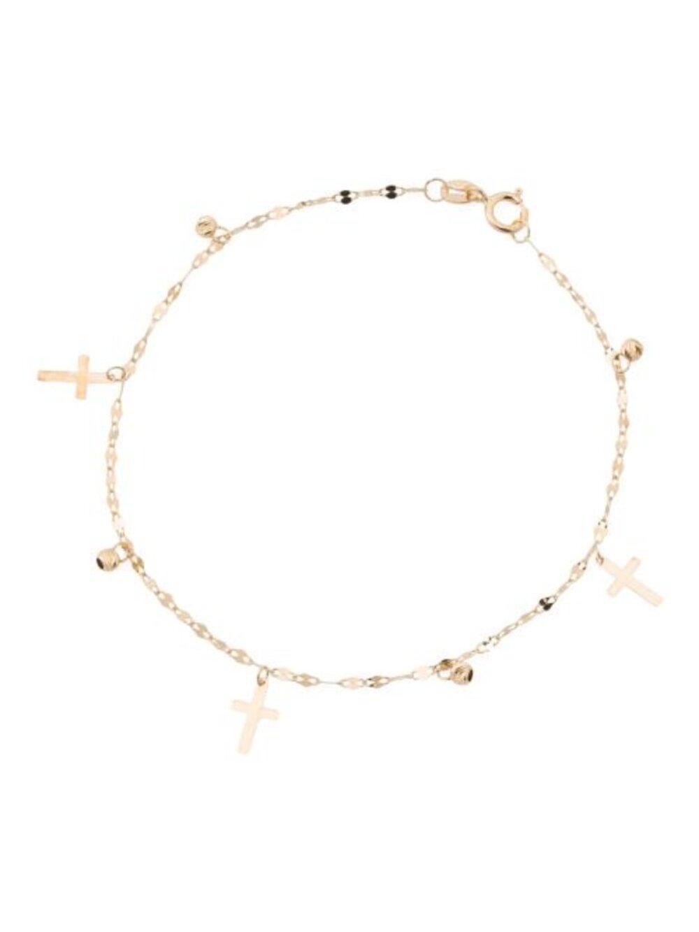GOLDEN CLEF Made In Italy 14kt Gold Cross Charms Bracelet